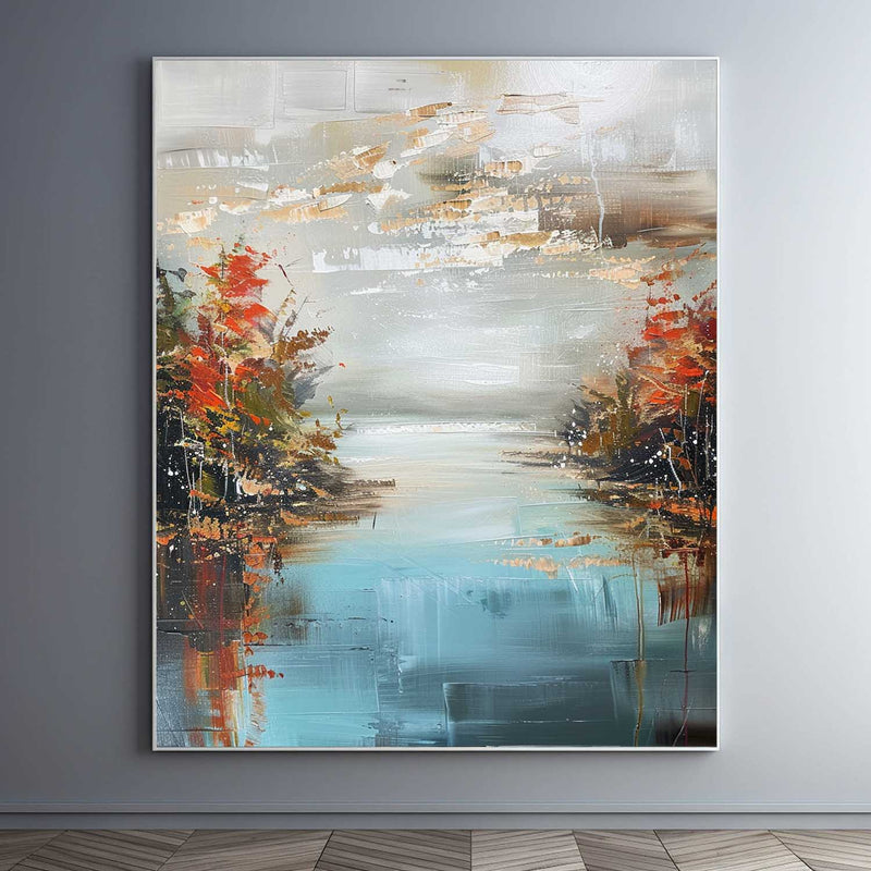 Lakeside Abstract Landscape Art for Sale Lakeside Abstract Landscape Canvas Wall Painting