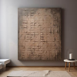 Large Brown Minimalist Texture Painting Wabi Sabi Wall Art Brown Abstract Art on Canvas for Sale