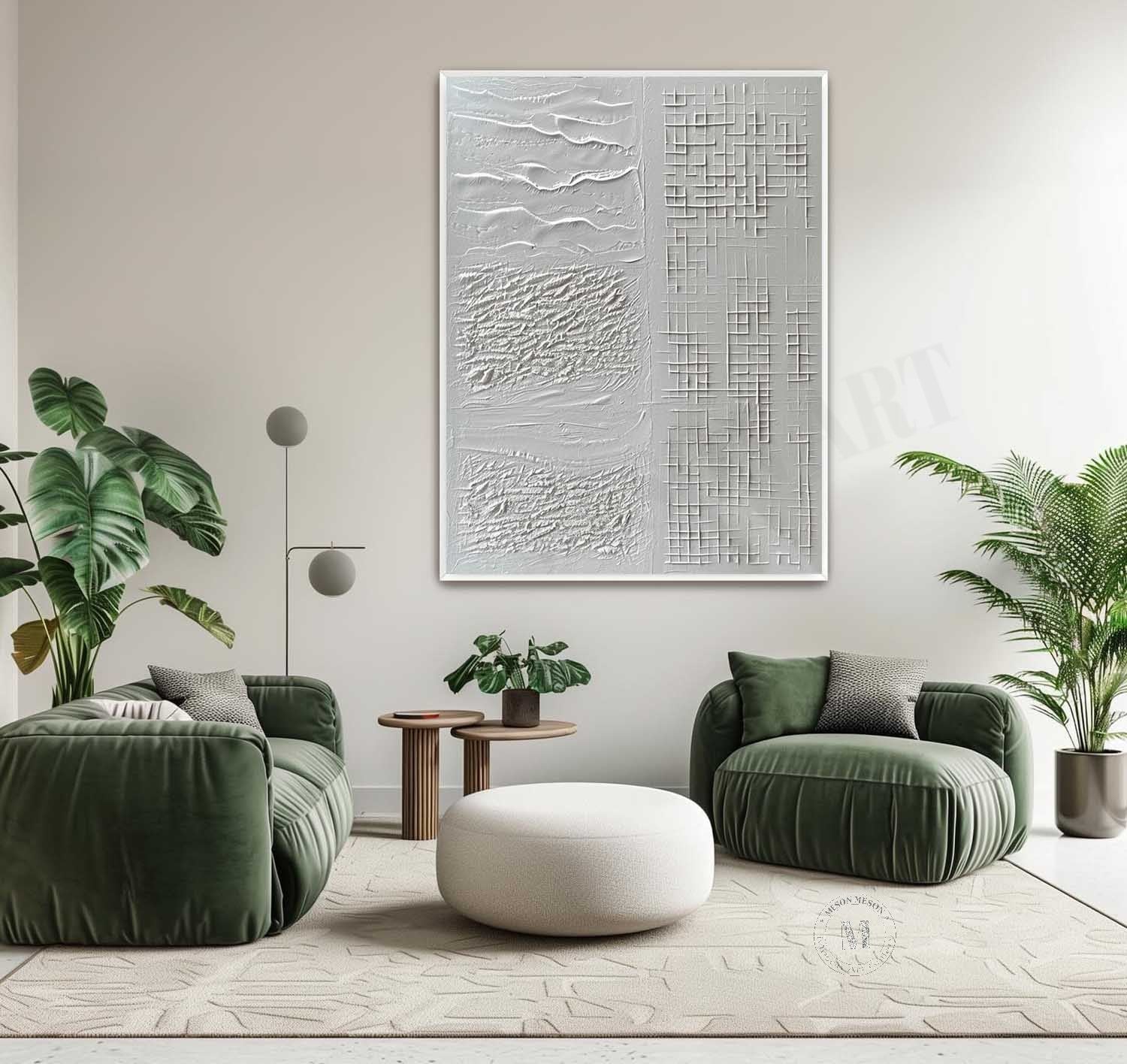 3D White Plaster Texture Wall Painting White Plaster Abstract Canvas Wall Art