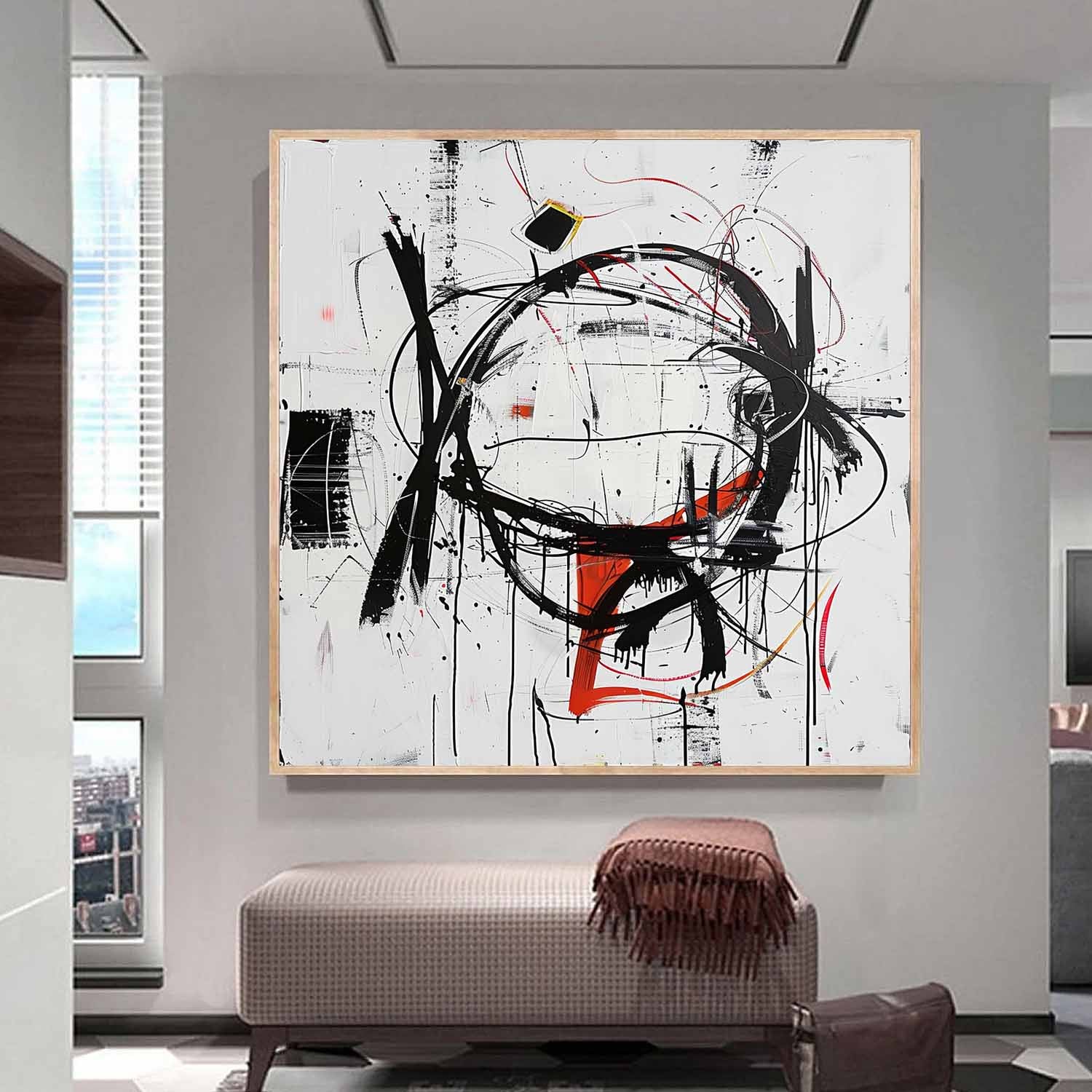 Black Line Abstract Art Graffiti Canvas for Sale Modern Street Graffiti Abstract Wall Art