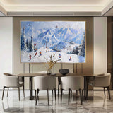 3D Snow Mountain Ski Resort Texture Painting Snow Mountain Ski Resort Texture Canvas Wall Art Decoration Hanging Painting