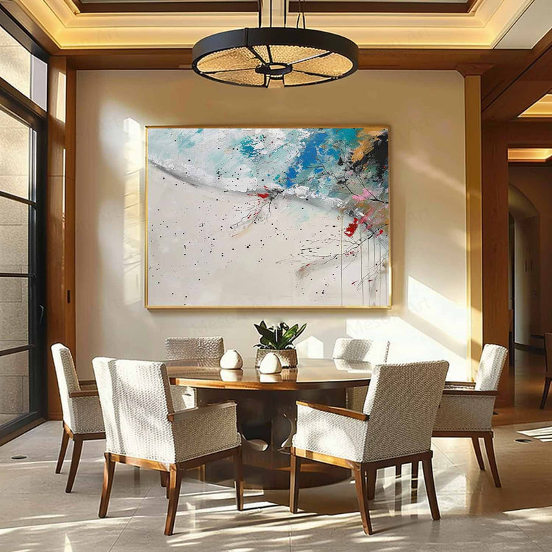 Beige Abstract Art on Canvas Beige Abstract Landscape Oil Painting Beige and White Canvas Wall Art