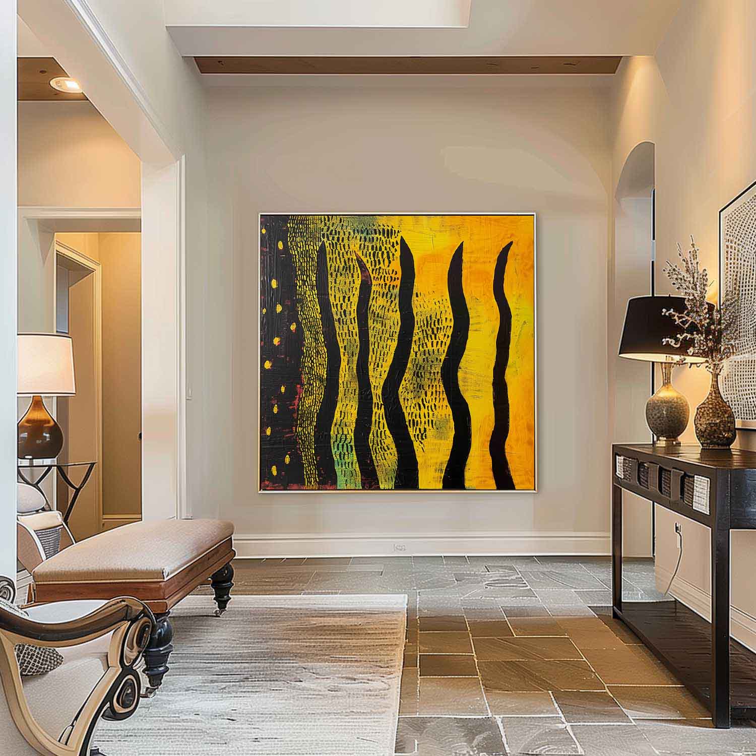 Gold and Black Abstract Art for Sale Wabi Sabi Art Gold and Black Minimalist Oil Painting on Canvas