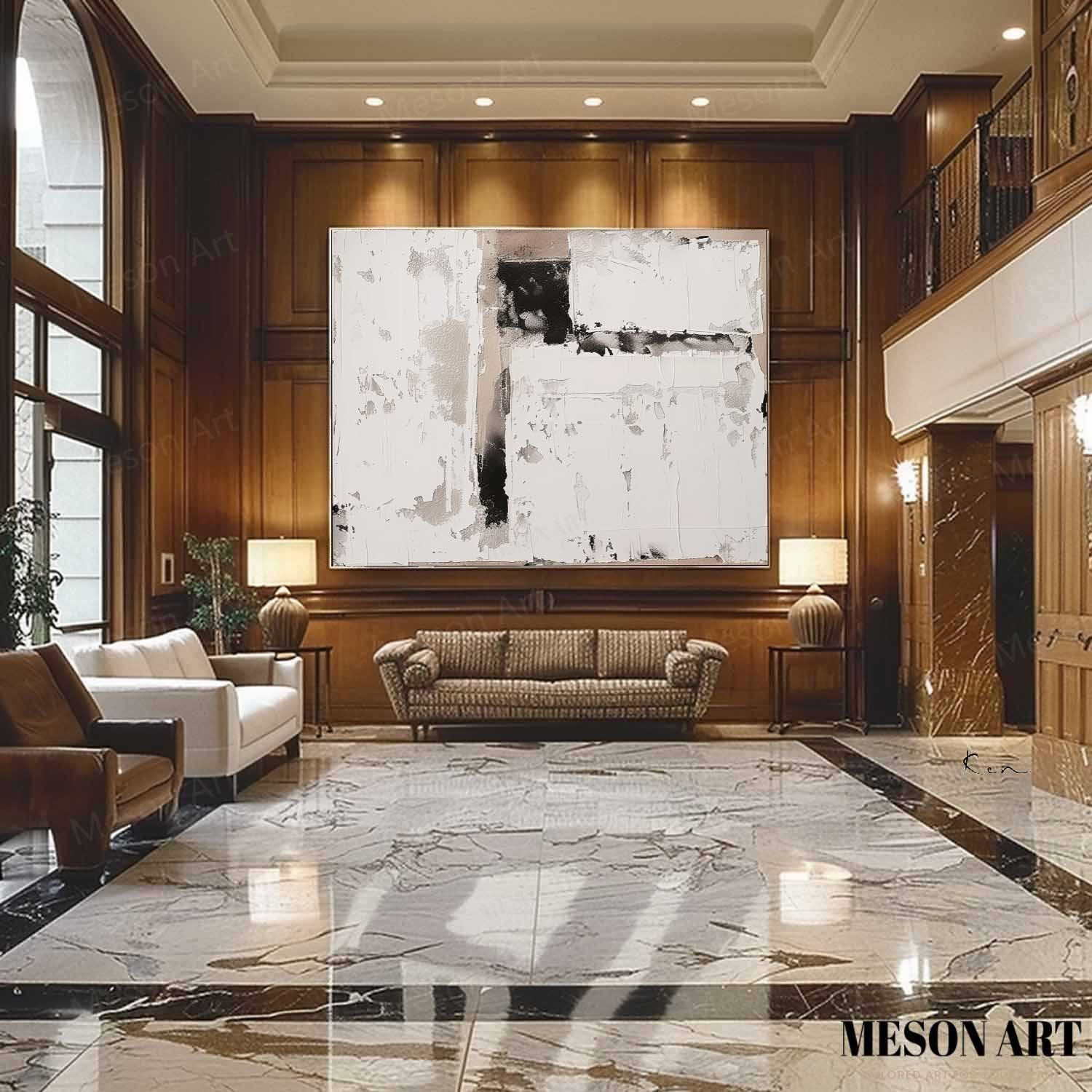 Large Gray and White Abstract Art for Sale Gray and White Abstract Oil Painting on Canvas Wabi-Sabi Wall Art