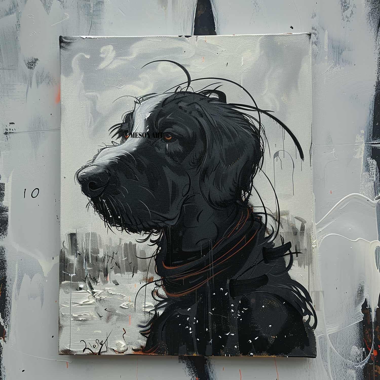 Large Dog Portrait Paintings for Sale Black and White Dog Portrait Paintings Custom