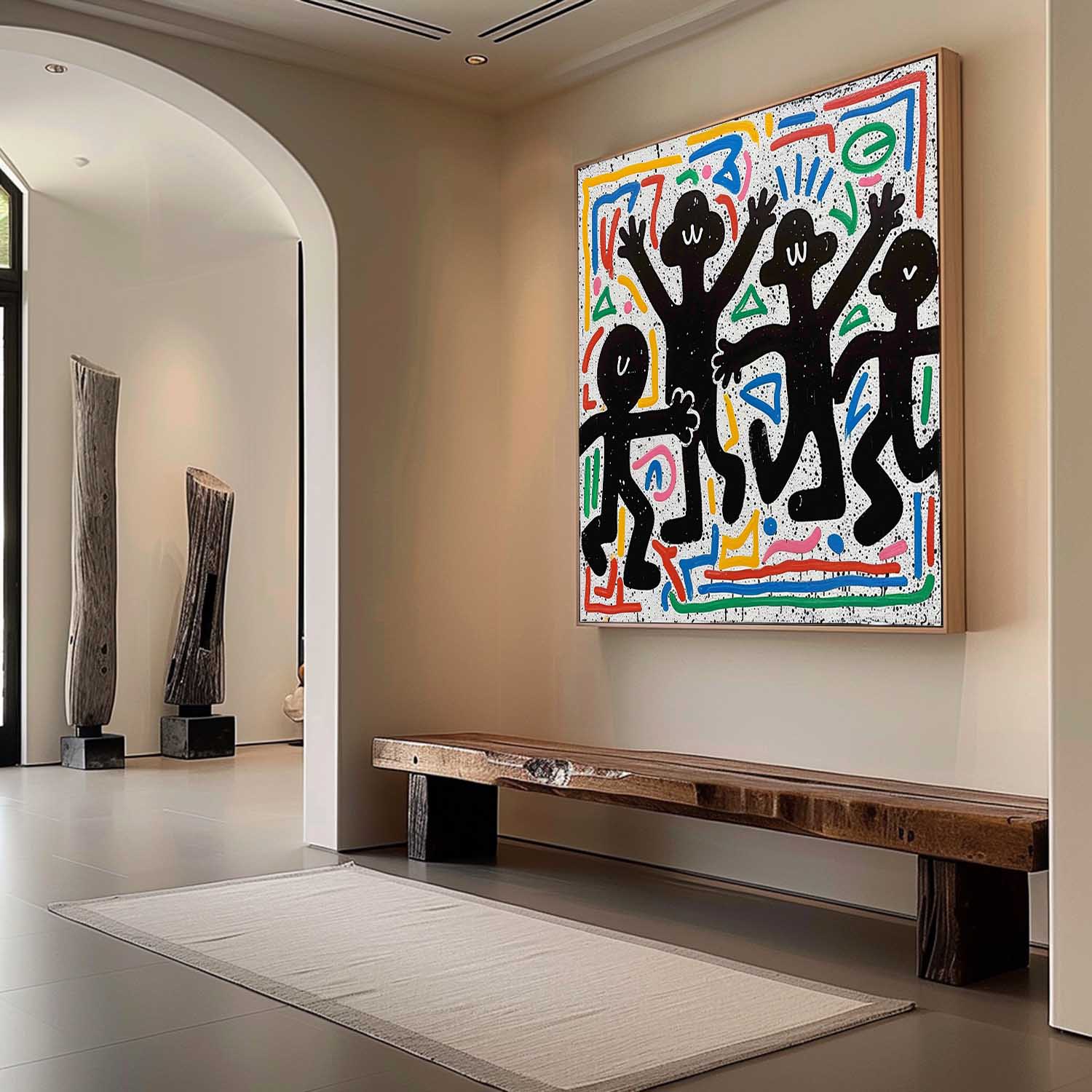 Special Family Gifts Colorful Family of Four Abstract Art Keith Haring Style Abstract Art for Sale