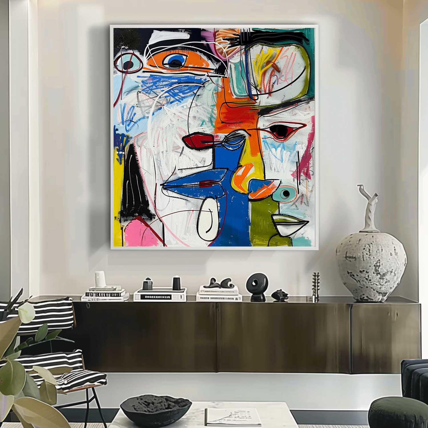 Colorful Graffiti Abstract Art Portrait Graffiti Abstract Art for Sale Picasso Style Abstract Wall Art