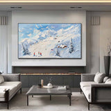 3D White and Blue Snow Mountain Landscape Texture Painting Snow Mountain Texture Canvas Wall Art Decorative Painting