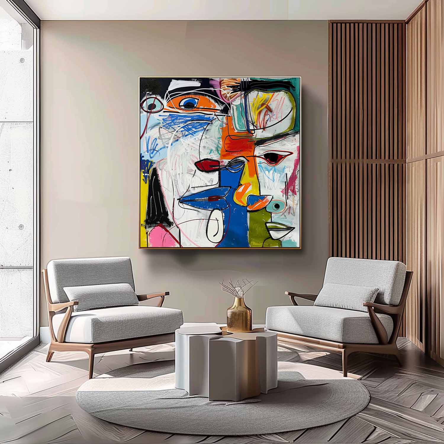 Colorful Graffiti Abstract Art Portrait Graffiti Abstract Art for Sale Picasso Style Abstract Wall Art