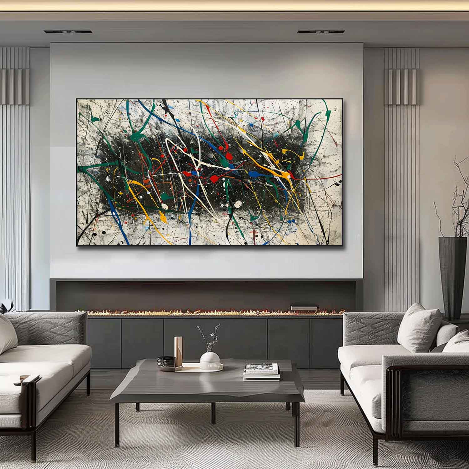 Large Pollock Abstract Expressionist Art Pollock Paintings for Sale Colorful Abstract Canvas Wall Art