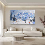 3D Snow Mountain Ski Resort Texture Painting Snow Mountain Ski Resort Texture Canvas Wall Art Decoration Hanging Painting