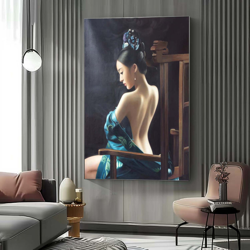 Large Realistic Beautiful Lady Portrait Art for Sale Bedroom Beauty Woman Canvas Wall Art Decoration