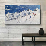 3D Snow Mountain Skier Texture Painting Snow Mountain Skier Texture Canvas Wall Art Decoration Hanging Painting