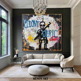 Basquiat Abstract Art Cool Skeleton Graffiti Abstract Art Fun Graffiti Canvas Wall Art for Sale