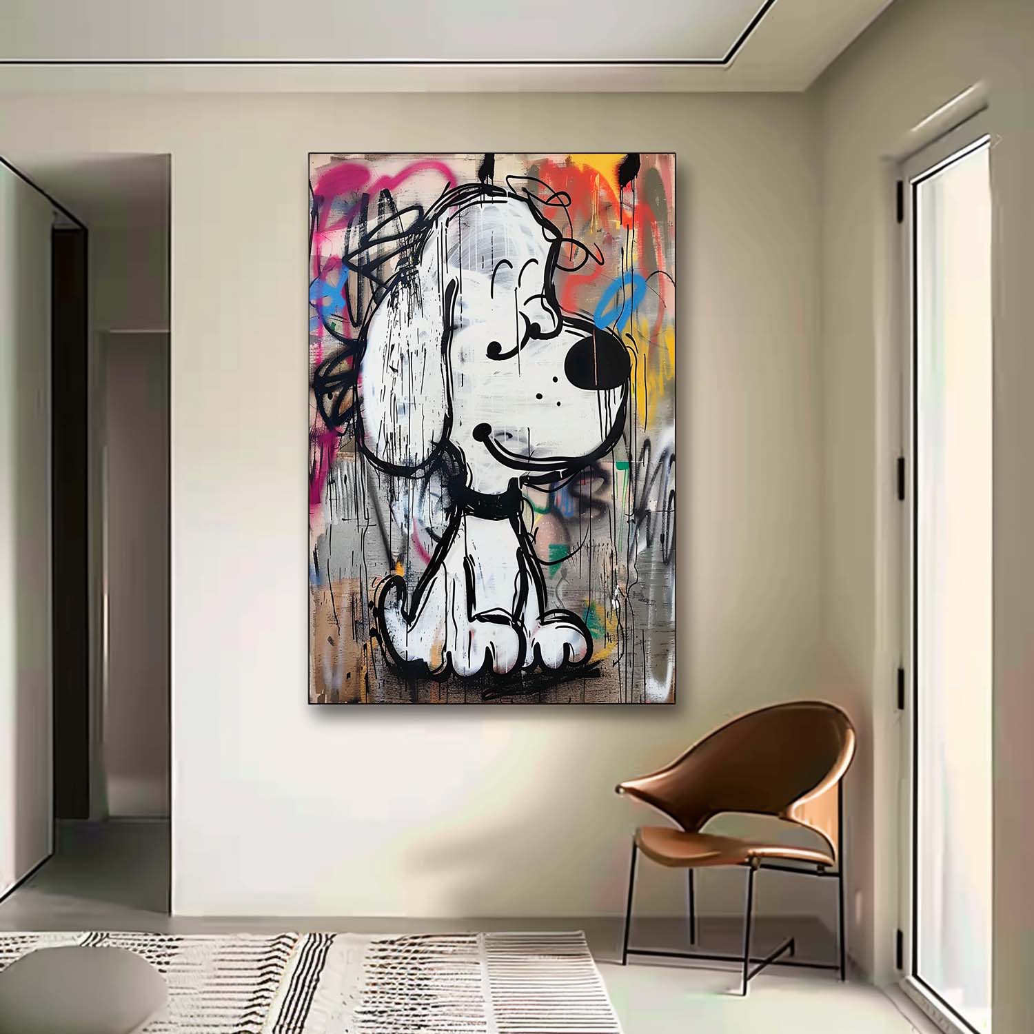 Funny Snoopy Graffiti Art Kids Room Snoopy Wall Art for Sale Colorful Snoopy Graffiti Art on Canvas