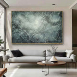 Large Green and White Contemporary Wall Paintings for Sale Green and White Minimalist Oil Painting on Canvas