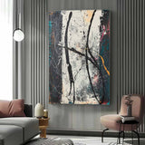 Large Black and White Modern Wall Painting for Sale Black and White Modern Abstract Oil Painting on Canvas