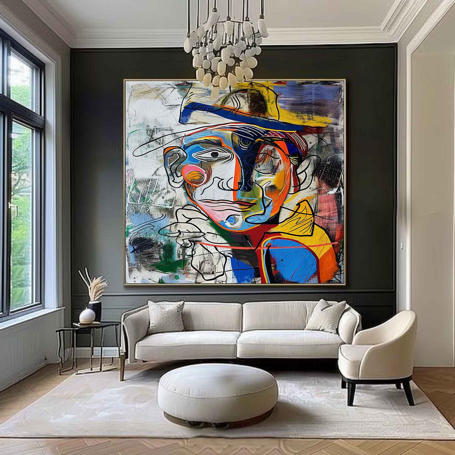 Colorful Abstract Face Art Picasso Style Oil Painting Modern Graffiti Abstract Canvas Art for Sale