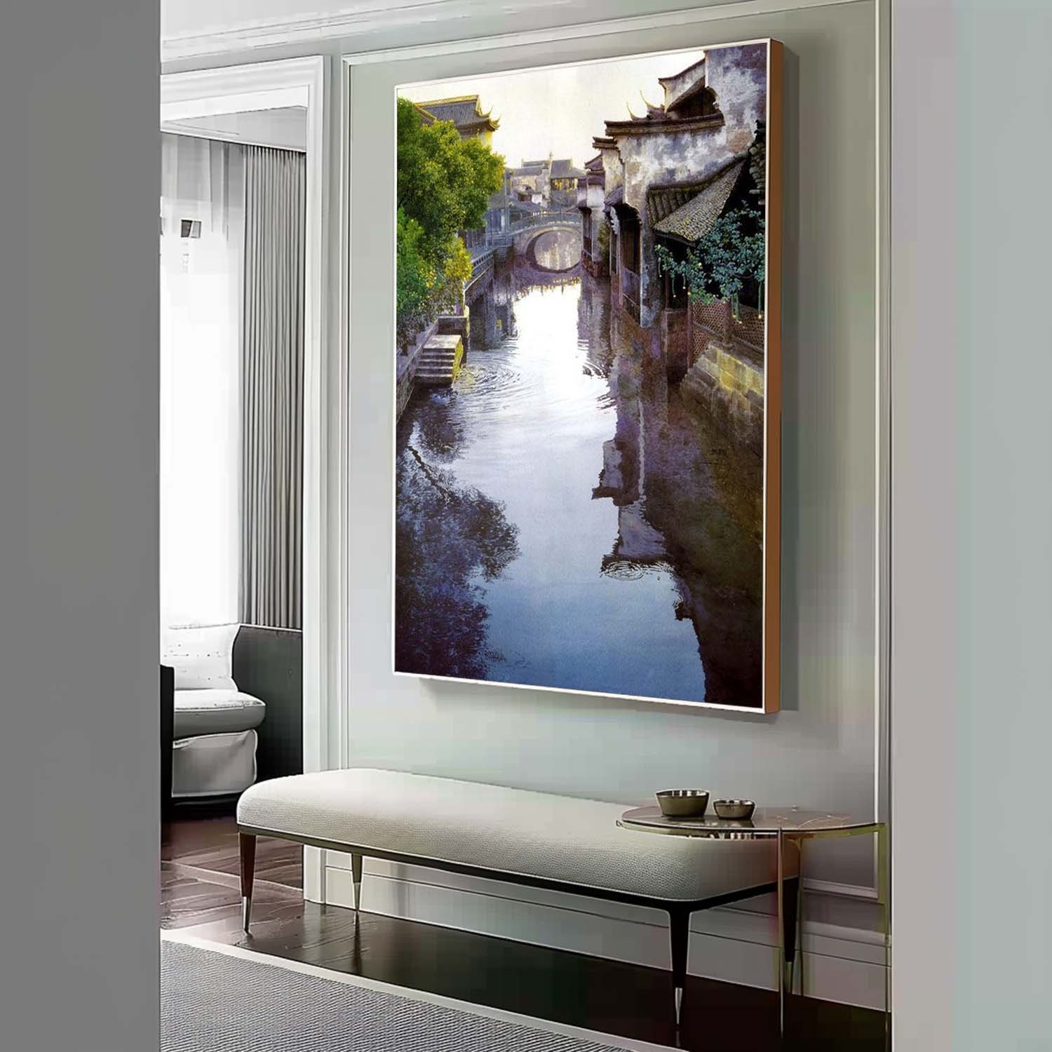 Large Watertown Oil Painting Watertown Canvas Wall Art Super Realistic Watertown Art for Sale