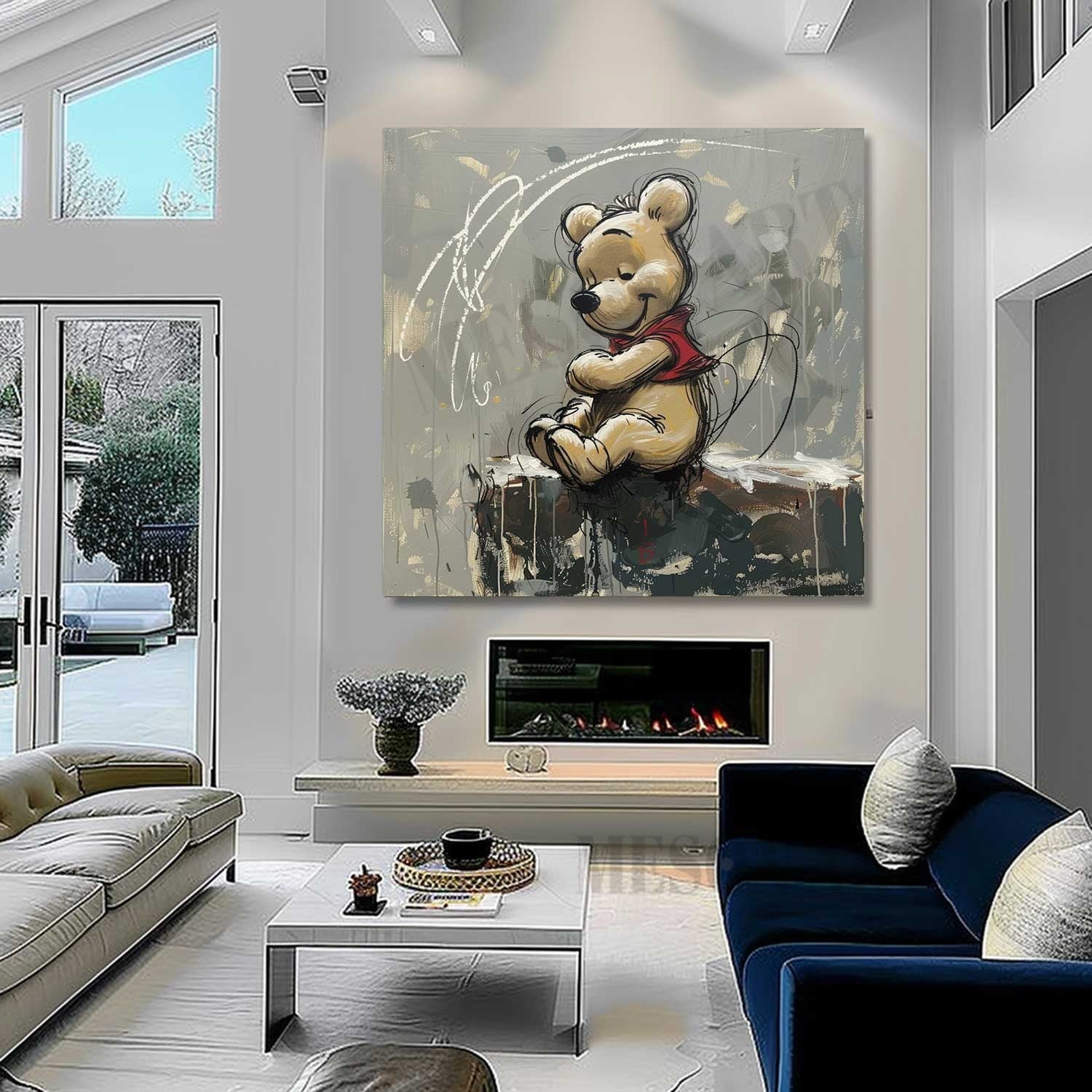 Winnie the Pooh Graffiti Street Art Graffiti Doodle Canvas Wall Art Winnie Graffiti Painting