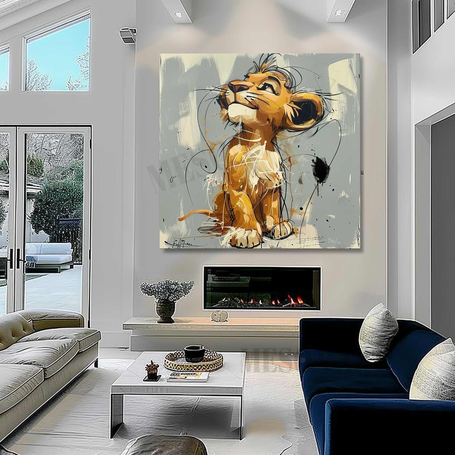 Simba the Lion Painting Simba Graffiti Canvas Wall Art Simba Pop Canvas Art for Sale