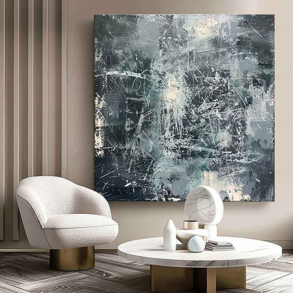 White and Green Abstract Expressionism White and Green Abstract Canvas Wall Painting