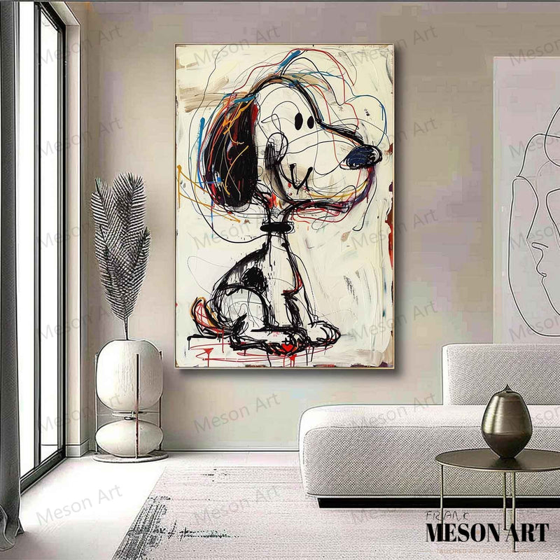 Snoopy Graffiti Art Children's Room Snoopy Canvas Wall Art for Sale Colorful Snoopy Graffiti Street Oil Painting