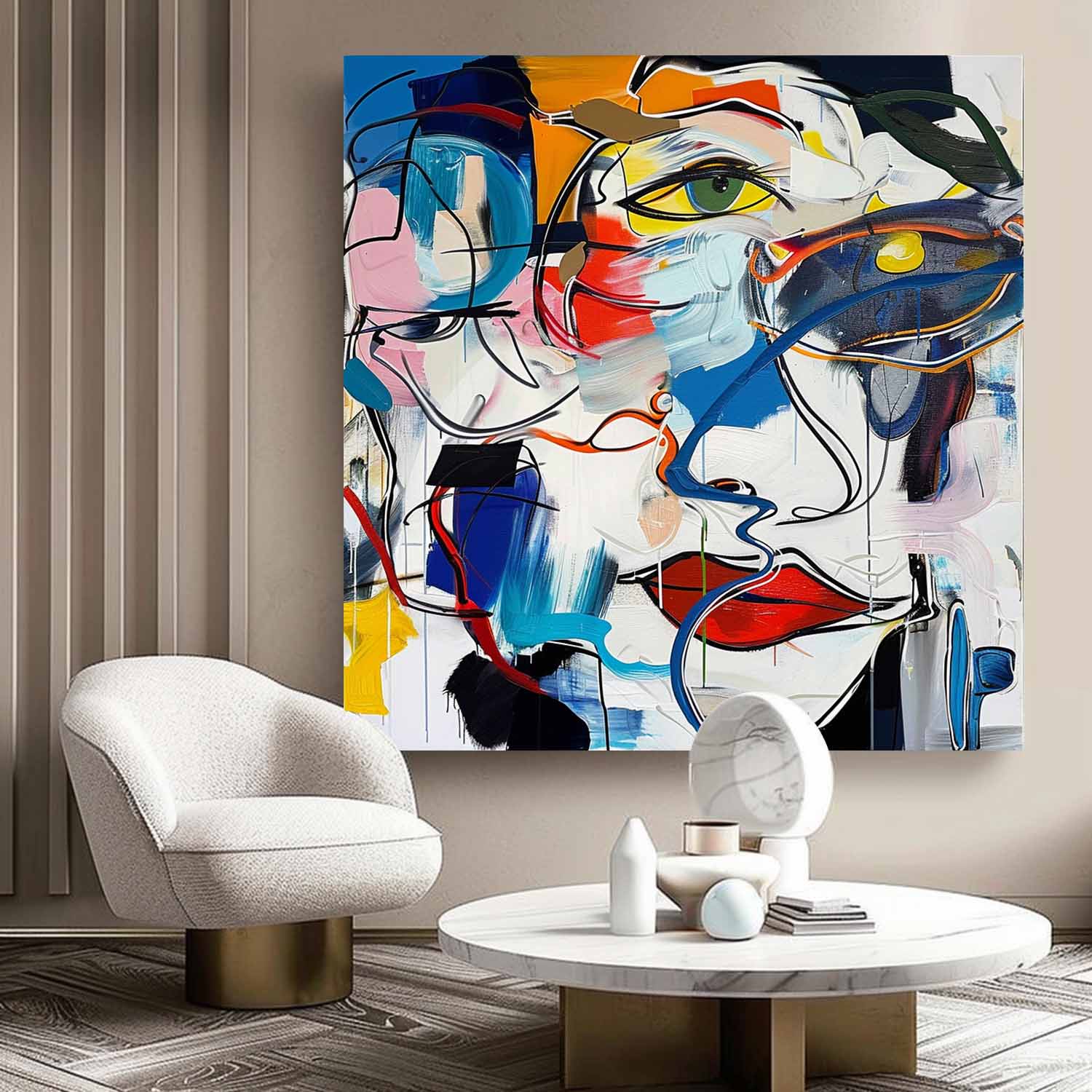 Colorful Abstract Portrait Pop Art for Sale Portrait Graffiti Street Canvas Wall Art Modern Pop Art Artist