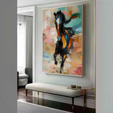 Large Running Horse Oil Painting For Sale Horse Texture Painting Palette Horse Canvas Wall Art Decor