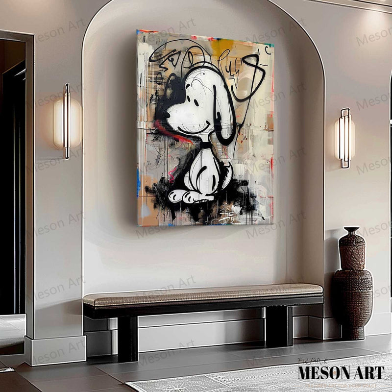 Snoopy Graffiti Art on Canvas Snoopy Wall Art for Kids Room for Sale Colorful Snoopy Graffiti Street Oil Painting