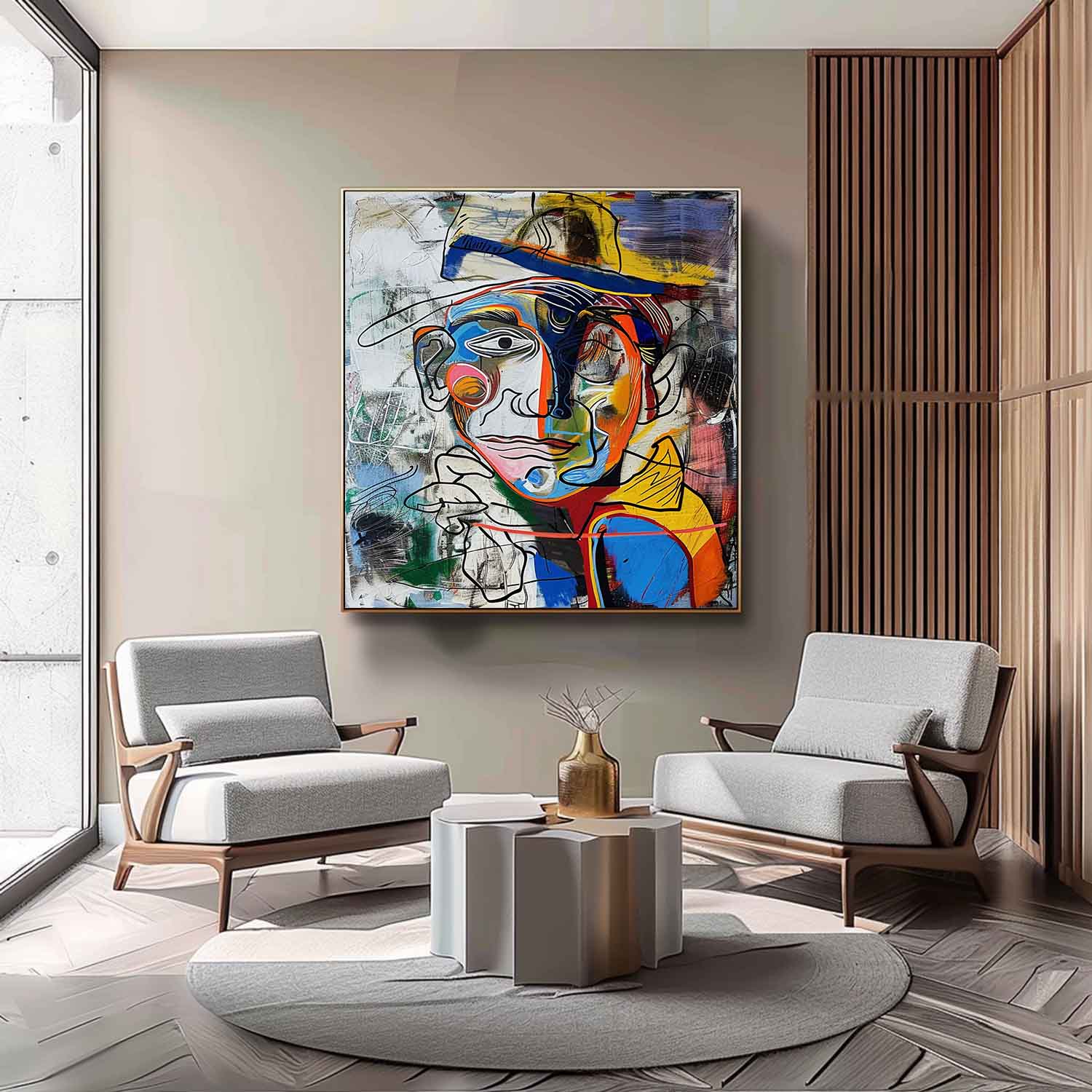 Colorful Abstract Face Art Picasso Style Oil Painting Modern Graffiti Abstract Canvas Art for Sale