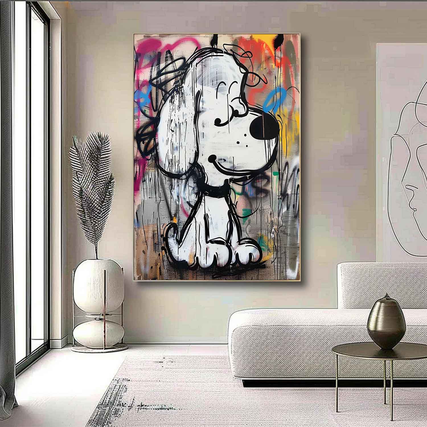 Funny Snoopy Graffiti Art Kids Room Snoopy Wall Art for Sale Colorful Snoopy Graffiti Art on Canvas