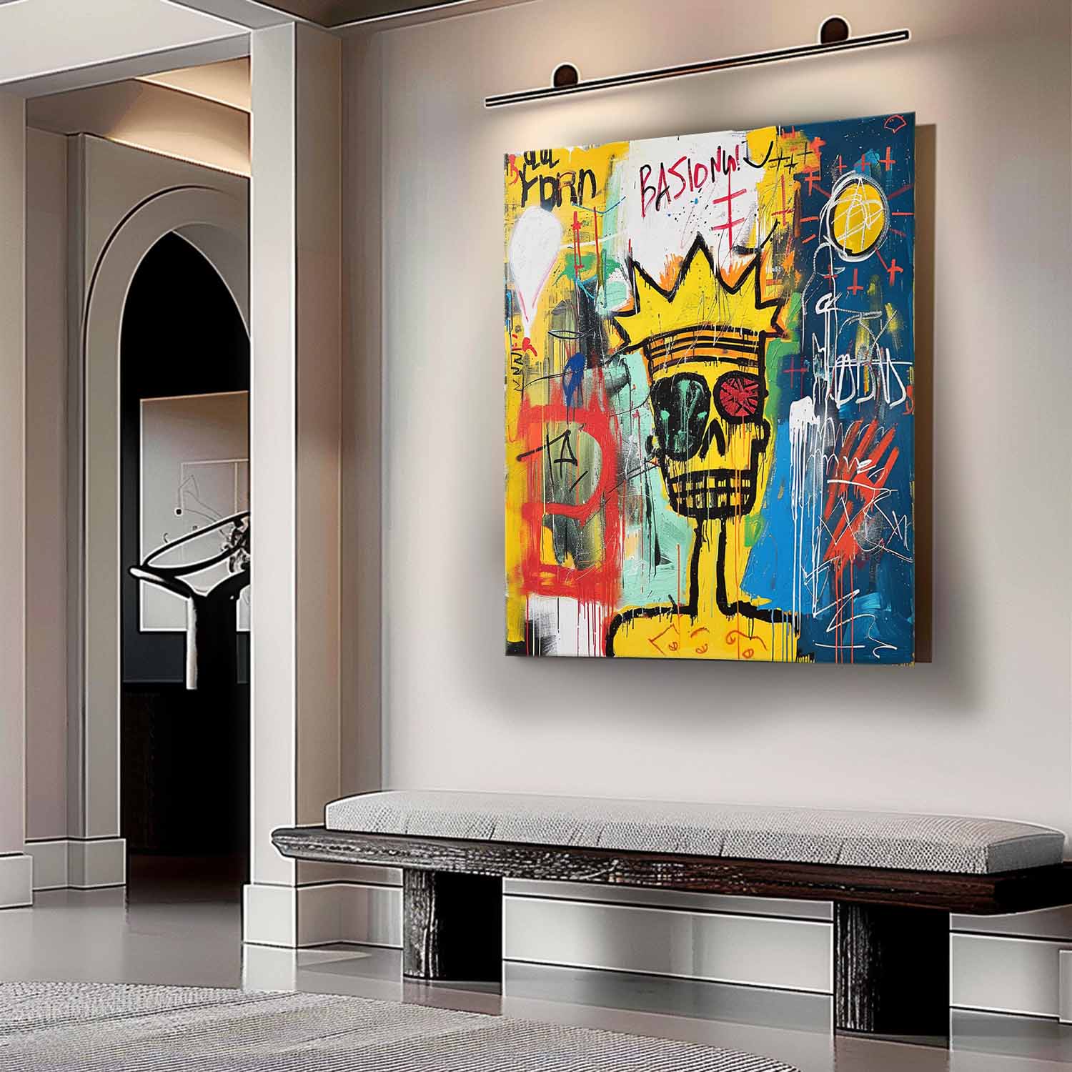 Basquiat Abstract Art for Sale Modern Expressionist Art Cool Skull Graffiti Canvas Wall Art Graffiti Street Abstract Art