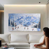 3D Snow Mountain Ski Resort Texture Painting Snow Mountain Ski Resort Texture Canvas Wall Art Decoration Hanging Painting