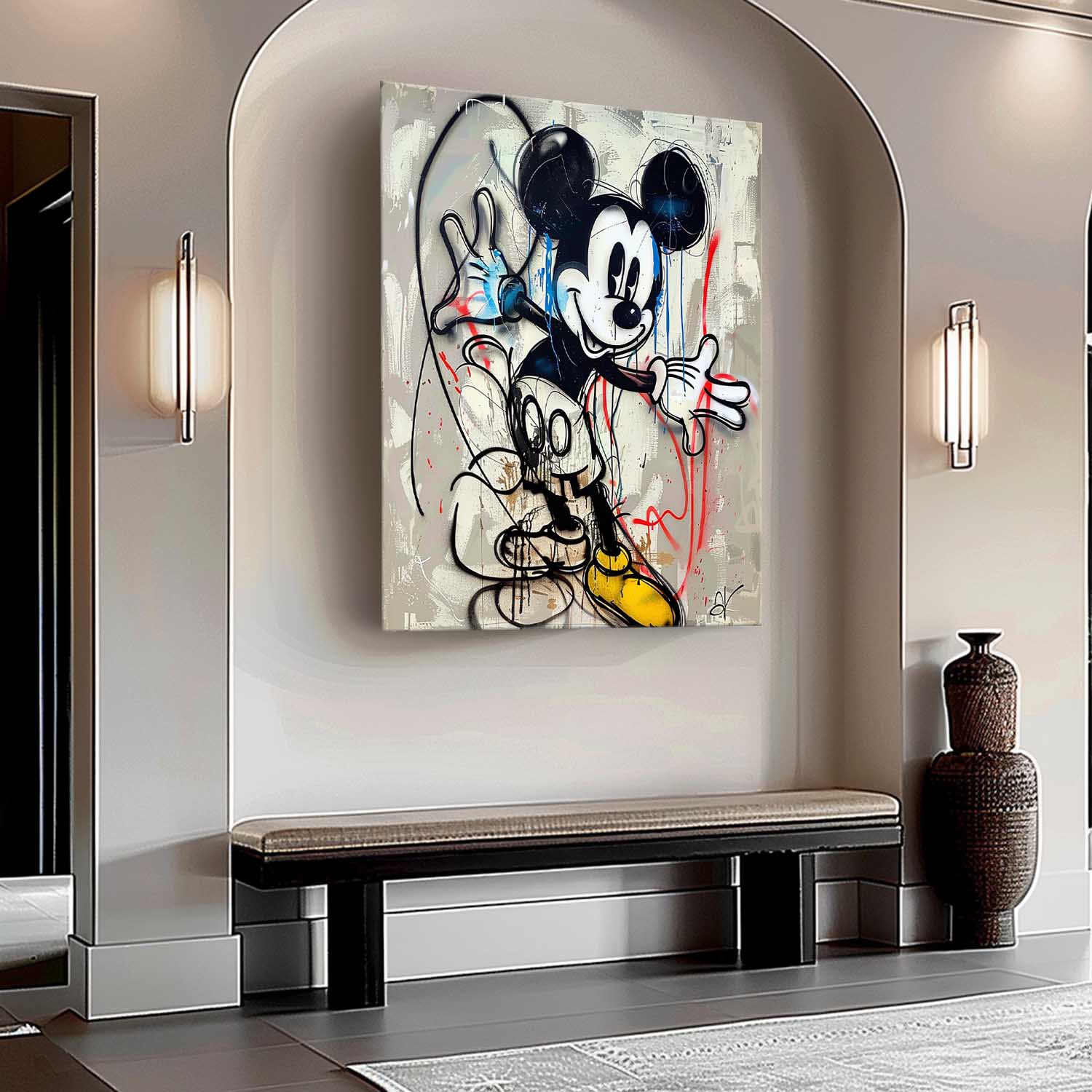 Fun Mickey Mouse Graffiti Art Kids Room Mickey Wall Art for Sale Colorful Mickey Mouse Graffiti Art on Canvas