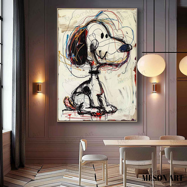 Snoopy Graffiti Art Children's Room Snoopy Canvas Wall Art for Sale Colorful Snoopy Graffiti Street Oil Painting