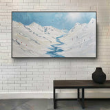 Large White Glacier Oil Painting White Plaster Texture Art On Canvas White Glacier Wall Art Decor