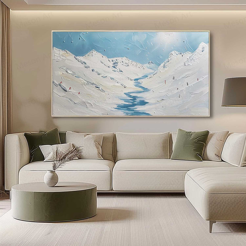 Large White Glacier Oil Painting White Plaster Texture Art On Canvas White Glacier Wall Art Decor