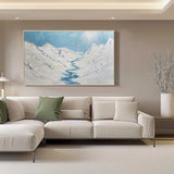 Large White Glacier Oil Painting White Plaster Texture Art On Canvas White Glacier Wall Art Decor