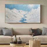 Large White Glacier Oil Painting White Plaster Texture Art On Canvas White Glacier Wall Art Decor