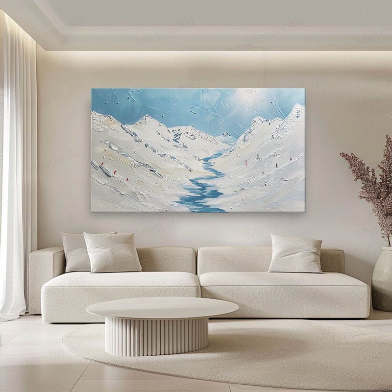 Large White Glacier Oil Painting White Plaster Texture Art On Canvas White Glacier Wall Art Decor