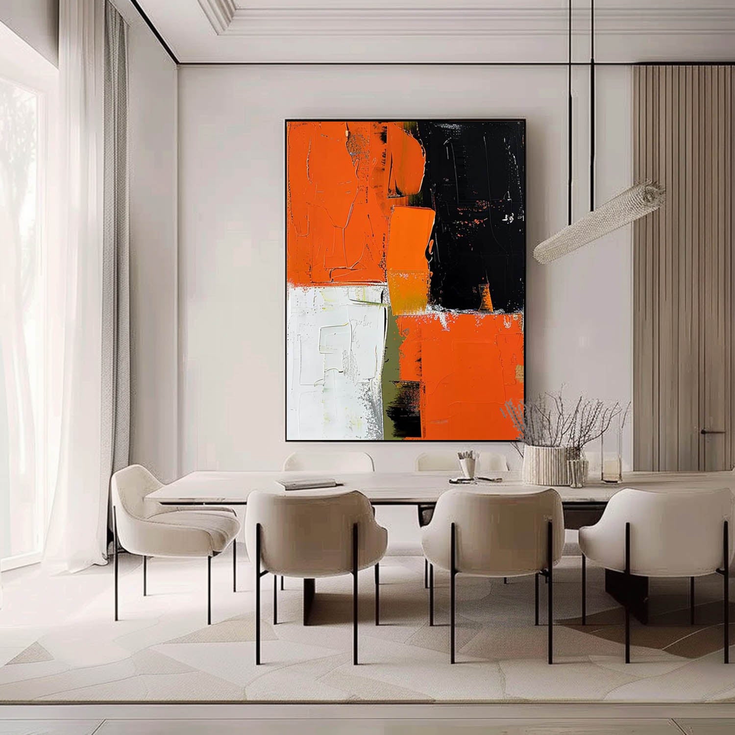 Large Orange and White Texture Painting Orange and White Abstract Art for Sale Orange and White Canvas Wall Art