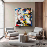 Funny abstract portrait pop art Abstract graffiti canvas wall art Large modern colorful abstract pop art