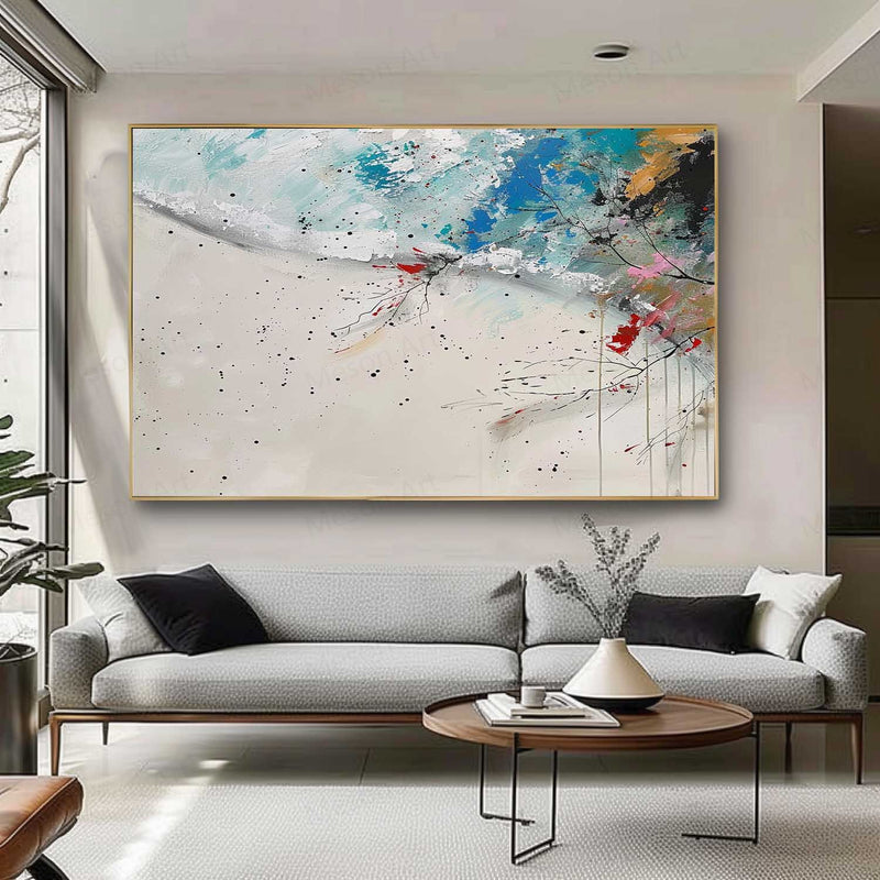 Beige Abstract Art on Canvas Beige Abstract Landscape Oil Painting Beige and White Canvas Wall Art