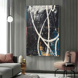 Large Black and Blue Abstract Art for Sale Black and Blue Expressionist Canvas Wall Art Decor