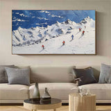 3D Snow Mountain Skier Texture Painting Snow Mountain Skier Texture Canvas Wall Art Decoration Hanging Painting