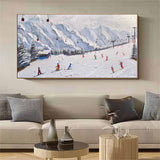 Large 3D Snow Mountain Ski Resort Skier Texture Painting Snow Mountain Ski Resort Skier Canvas Wall Art Decor Hanging Painting