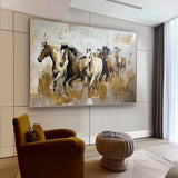 Large Horses Running on the Grassland Living Room Wall Decor Art Horses Running on the Grassland Oil Painting