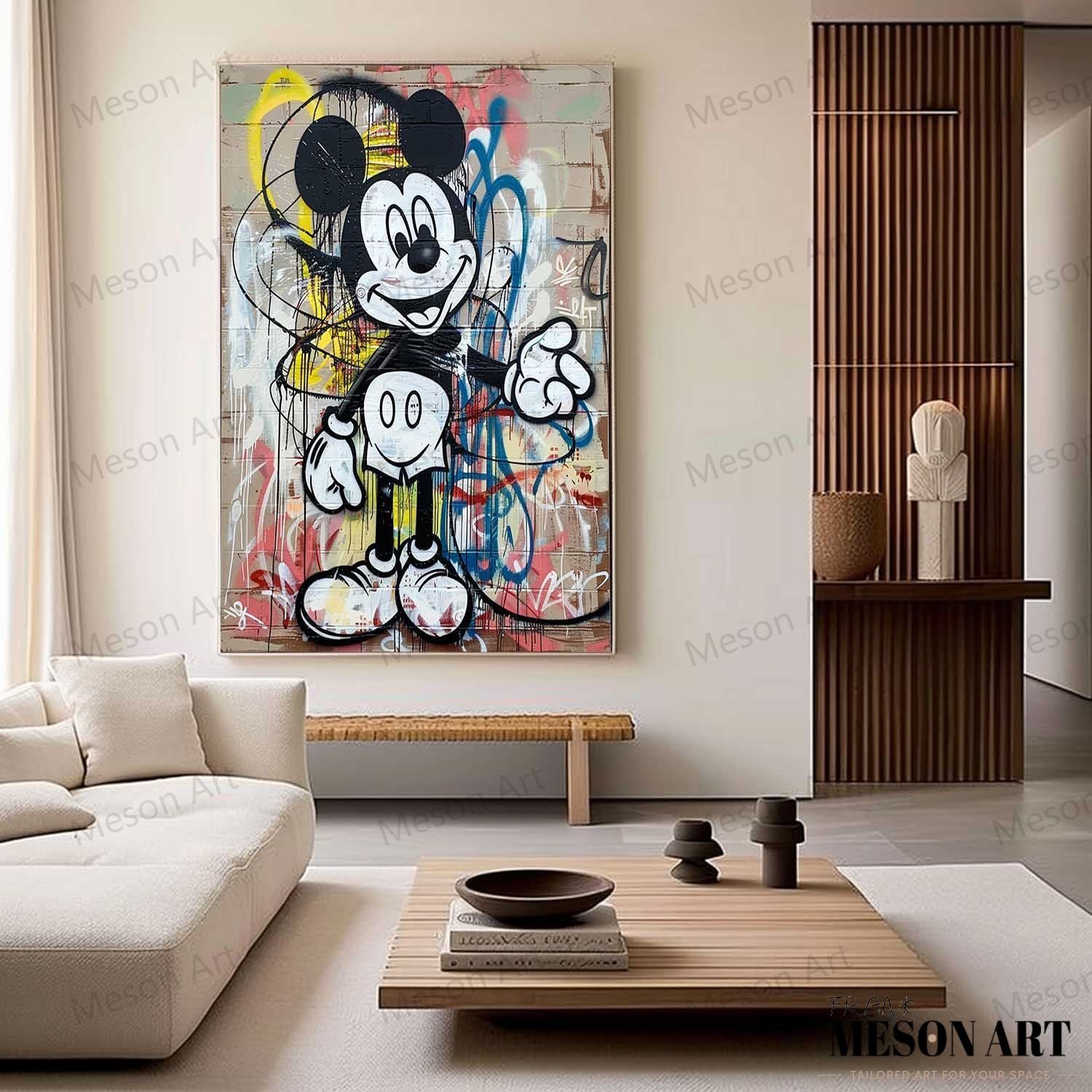 Kids Room Cartoon Wall Art for Sale Funny Mickey Graffiti Art Colorful Mickey Mouse Graffiti Street Painting