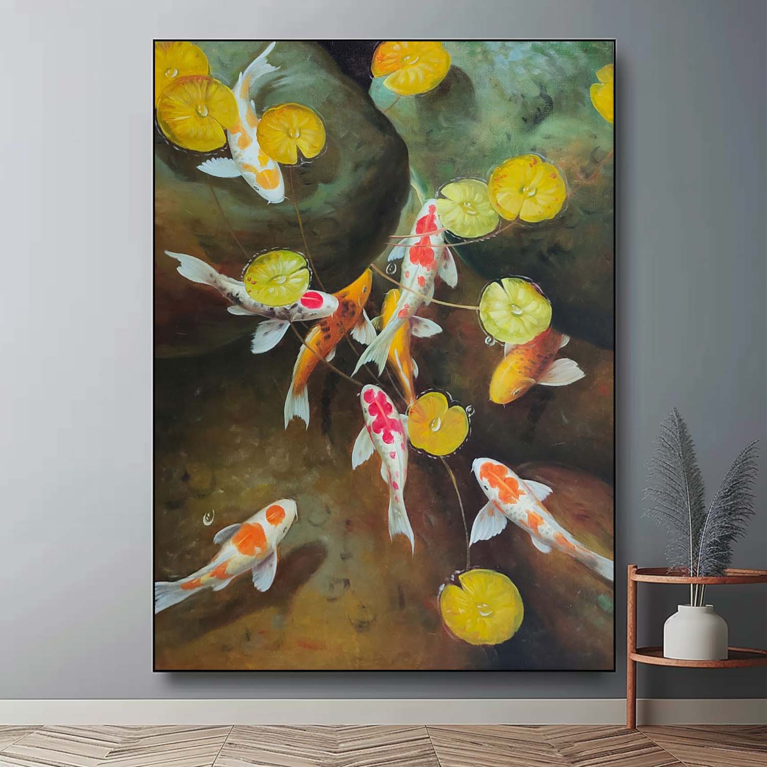 Carps Oil Painting Hyperrealistic Carp Canvas Art Realistic Carp Wall Art Koi Realistic Oil Painting